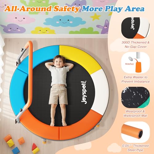 3FT Foldable Mini Trampoline with Height-Adjustable Handle for Kids