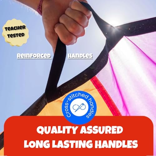 Activejoy - Parachute for Kids - 8ft /12ft / 16ft / 20ft / 24 ft / 30ft - Rainbow Parachute Toy with Handles - Great for Gym Class, Field Day & Outdoor Games - size: 8FT - 8 HANDLES