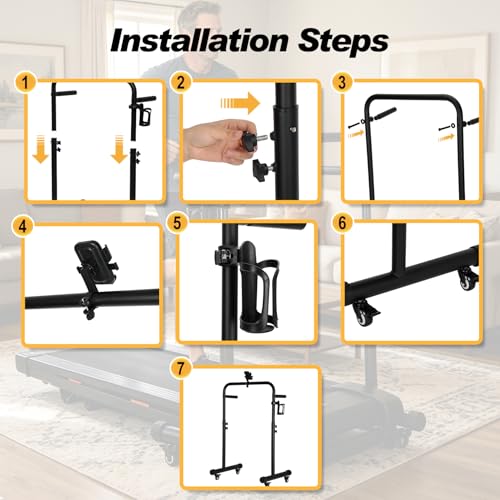 Walking Pad Handle Bar Only, with Cup and Phone Holder, Stainless Steel