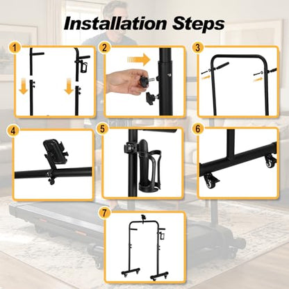 Walking Pad Handle Bar Only, with Cup and Phone Holder, Stainless Steel