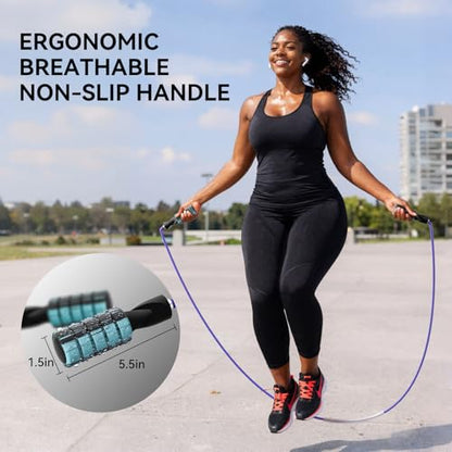 Jump Rope Cotton Adjustable Skipping Weighted jumprope for Women, Adult and Children Athletic Fitness Exercise Jumping Rope - color: Blue, size: 2pcs