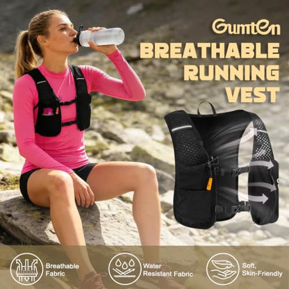 Running Vest for Women Men Adjustable Running Hydration Vest with Phone Holder Reflective Strips for Marathon Hiking Cycling - size: White, style: Only Running Vest