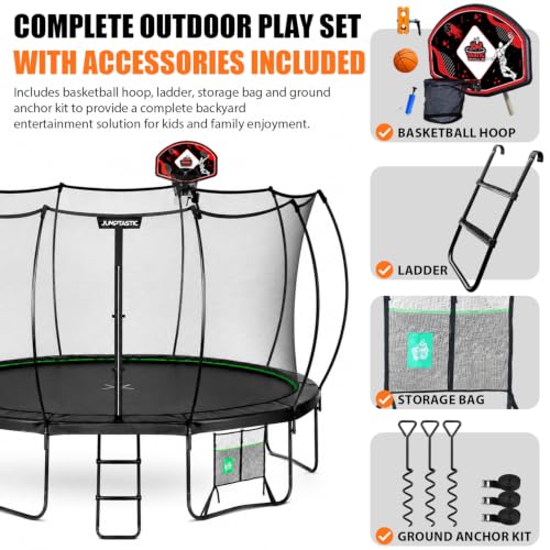 Trampoline with Net, Basketball Hoop, Ladder Anchor Kit for Backyard Family - size: 15FT