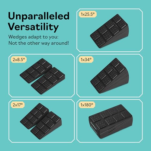 Squat Wedge Block Set of 3/5 - 960 LBS Capacity - Slant Board for Calf Stretching with 5 Stackable Angles - Calf Stretcher Slant Board - Workout Equipment - EPP Material for Exercise Equipment & Physical Therapy - color: Black&Green