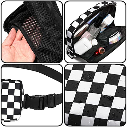 Amazerbst Belt Bag, Fanny Pack, Everywhere Belt Bag,40 Inch Adjustable Strap,for Women and Men,Waterproof - color: White Black