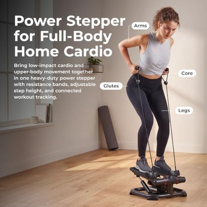 Sunny Health & Fitness Smart Power Stepper with Resistance Bands for Cardio - color: 1. Black