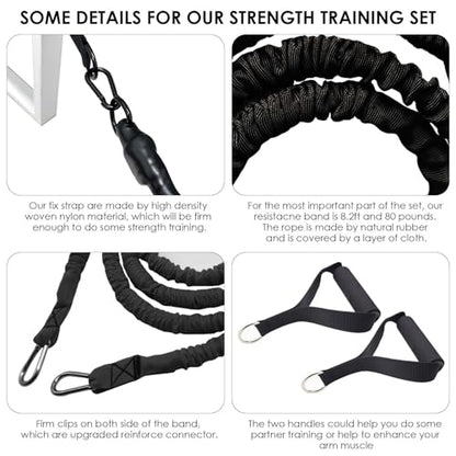 Speed Agility Training Equipment, 80lb Resistance Band Set to Improve Power, Strength, Focus Full Body Workout for Football, Basketball, Soccer, Tennis, Running, Jumping - color: Black