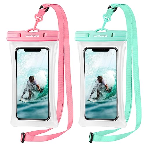 CACOE Floatable Waterproof Phone Pouch 2 Pack Up to 7.0",Blue+Pink - color: Blue+Pink