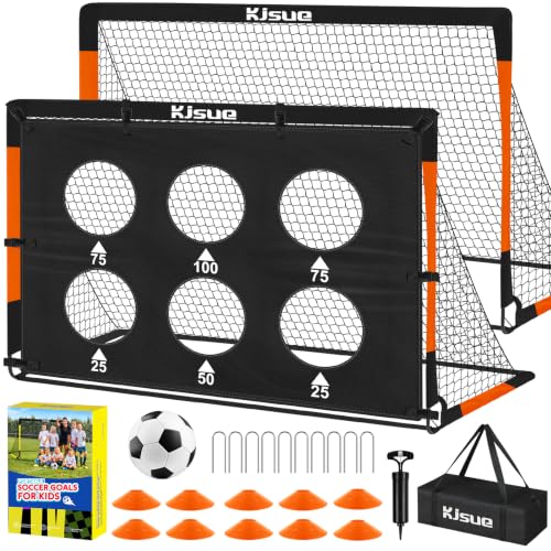 Kids Soccer Goals for Backyard Set - 2 Soccer Goal Net Training Equipment - color: 2-Black Orange