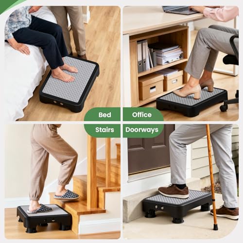 SOYO Mobility One Step Stool Platform for Adults & Elderly, Black-Gray - color: Black-gray