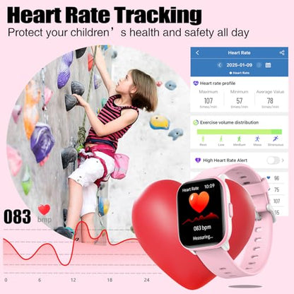 meoonley Kids Watch for Girls Boys with IP68 Waterproof, Girls Watch with 19 Sports Modes, Sleep Tracking, Pedometer, Stopwatch, Kids Activity Tracker, Birthday Gifts for Girls Age 6-15 Years Old - color: Pink