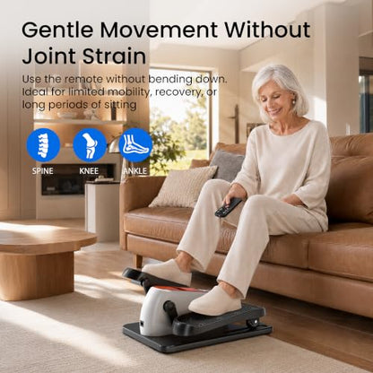 Under Desk Elliptical Machine, Mini Ellipse Leg Exerciser as Seen on TV, Portable Quiet Electric Seated Pedal Exerciser While Sitting for Seniors, 12 Speeds, Manual & Auto Mode for Home & Office