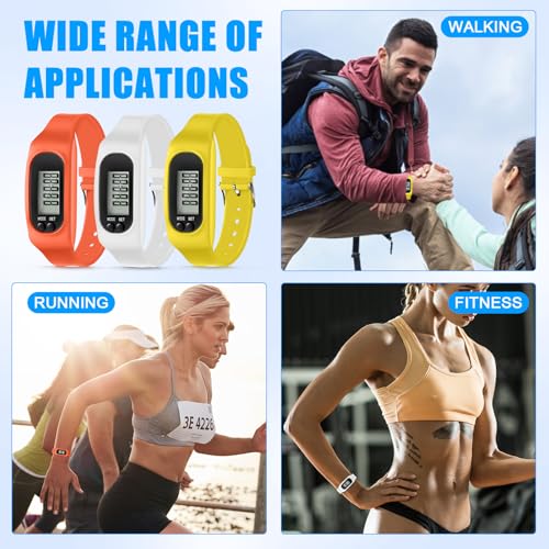 Kenning 3 Pcs Walking Running Pedometer Watch - color: Orange,Yellow,White