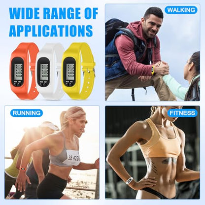 Kenning 3 Pcs Walking Running Pedometer Watch - color: Orange,Yellow,White