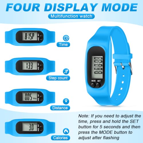 Kenning 3 Pcs Walking Running Pedometer Watch - color: Purple, Sky Blue, White