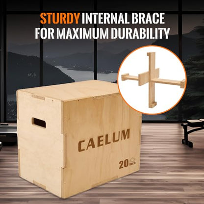 CAELUM 3-in-1 Wood Plyo Box, Non-Slip Plyometric Jump Box for Gym, Squats - color: wood, size: 30" x 24" x 20"