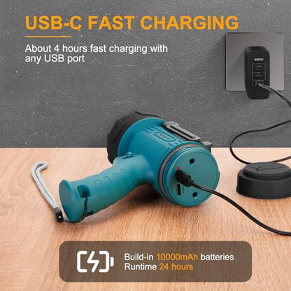 YIERBLUE Rechargeable Spotlight Flashlight 2000,000 Lumen IP67 Waterproof
