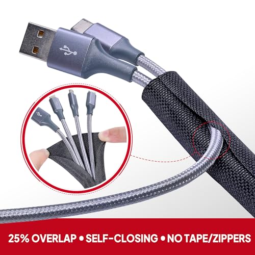 Black Split Braided Cable 1/2inch -12Feet Management Sleeves - size: 1/2"-12Feet