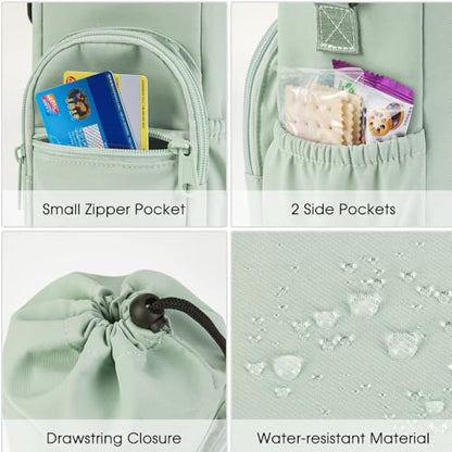 Water Bottle Holder with Strap, Portable Sling Bag with Phone Pocket, Water Bottle Accessories for Hiking Camping, Green - color: Green