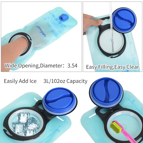 Hydration Bladder 2L-3L with Cleaning Brush - Wide Opening, Leak Proof Water Reservoir for Hiking Cycling Running Camping Backpack - BPA Free - size: 3L-Blue