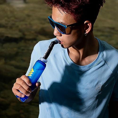 AONIJIE Soft Flasks, TPU Collapsible Foldable Water Bottles for Hydration Pack Running Cycling 2 Pack (500ml with straw pack of 2) - color: 500ml with straw pack of 2