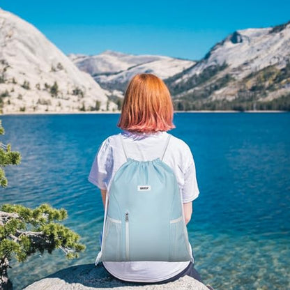 WANDF Drawstring Backpack, Gym Sackpack for Sports - color: Light Blue