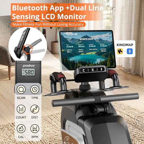pooboo Rowing Machine for Home, Foldable Magnetic Rowing Machine - color: Wood
