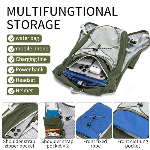 Carey Sten Lightweight Hydration Backpack Running Vest with 1.5L Water Bag - color: olive