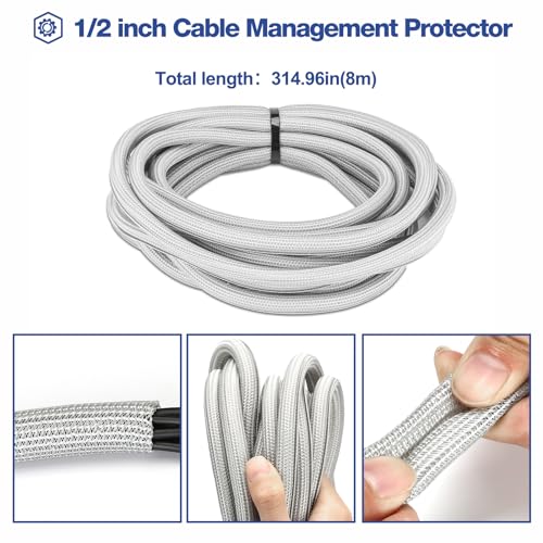 JOTO 26 Feet Cable Management Sleeve -Grey - color: Grey, size: 1 Pack, 312 Inches