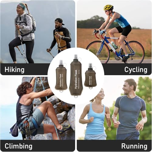 Sport Soft Water Bottle, TPU Collapsible Flask Foldable Bottles for Hydration Pack, BPA-Free, for Running Hiking Cycling Climbing (150ml) (Blue) - color: Blue