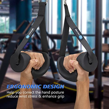 HXD-ERGO Ergonomic Exercise Handles for Cable Machine Attachments - color: Detachable Carabiner