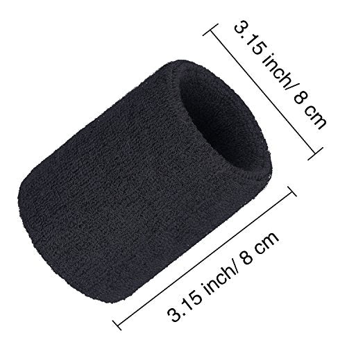 Bememo 12 Pcs Sweatbands Wrist Bands - color: Black, size: 3.15 Inch