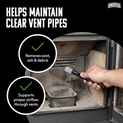 Brushtech Pellet Stove Cleaning Brush Kit, 3 inch Vent Pipe, 10 ft Rod