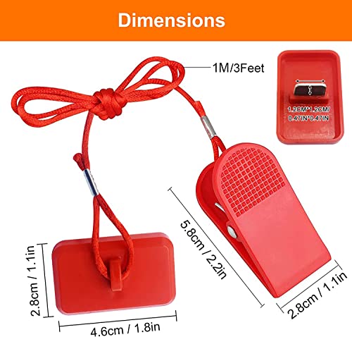 Treadmill Safety Key for Proform Image Weslo Reebok Epic Golds Gym Freemotion and Healthrider Treadmills - color: Red