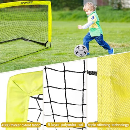 Kids Backyard Soccer Goal, 10 mm Poles & 5-Layer Net, 4x3/6x4/7x5FT - size: 4 ft x 3ft, style: Yellow