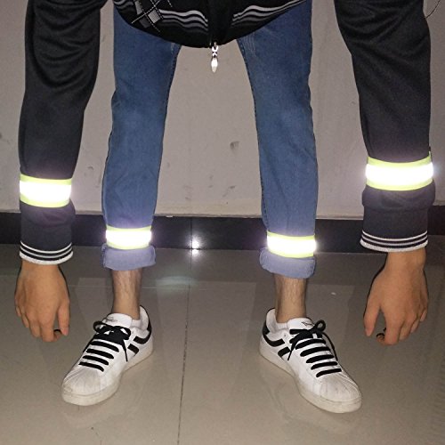 High Visibility Reflective Night Running Walking Elastic Strap Wristbands Ankle Bands Armbands Safety for Cycling Walking Running Camping Sports-Fits Women, Men & Kids - color: 8 Pairs / 16 Bands