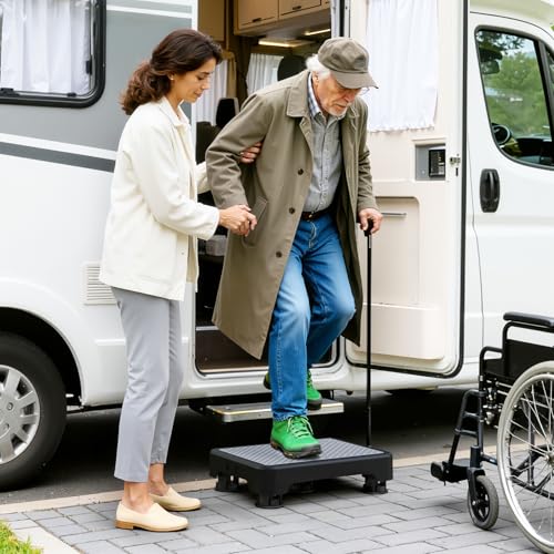 SOYO Mobility One Step Stool Platform for Adults & Elderly, Black-Gray - color: Black-gray