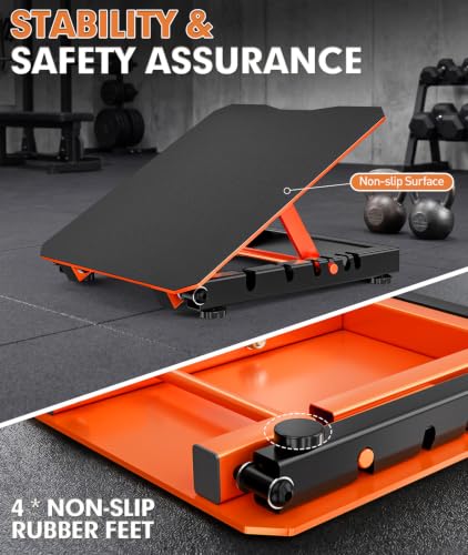 Steel Slant Board for Calf Stretching, Commercial Incline Board - color: Orange