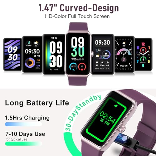 Fitness Tracker with 24/7 Heart Rate,Blood Pressure Sleep Tracking,104 Sports Modes Calories Smart Watch,IP68 Waterproof Step Counter Activity Trackers Pedometer for Android&iPhone Women Men Bordeaux