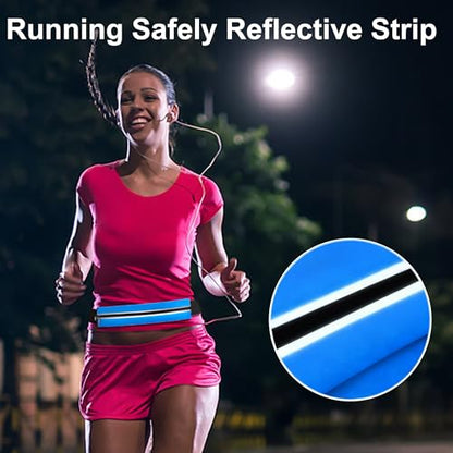 Running Belt Fanny Pack Men and Women Slim Running Bag Money Belt - color: Bright Blue