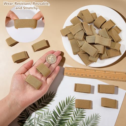 FINGERINSPIRE 40 Pcs Elastic Belt Keepers Nylon Loop Keepers 1.6x0.8Inch Military Webbing Holders Tactical Strap Clips Elastic Nylon Backpack Strap for Backpack Straps Gear Organization - color: Tan