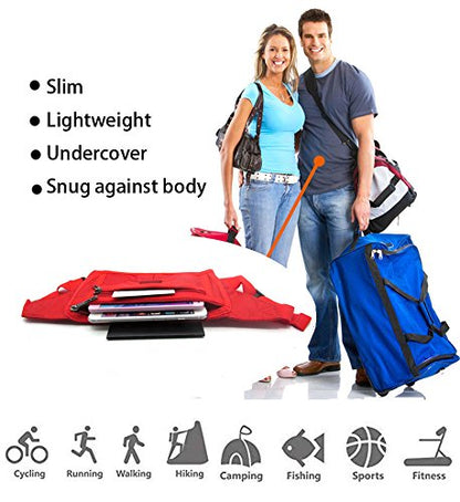 Naoki Outdoor Sports Running Jogging Cycling Hiking Camping Climbing Travel Ultra-thin Waterproof Polyester Waist Pack/Bag Runner Belt(Red) - color: Z-Red