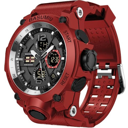 Military Digital Watches for Men Waterproof Work Mens Watch Sports - color: B-Red