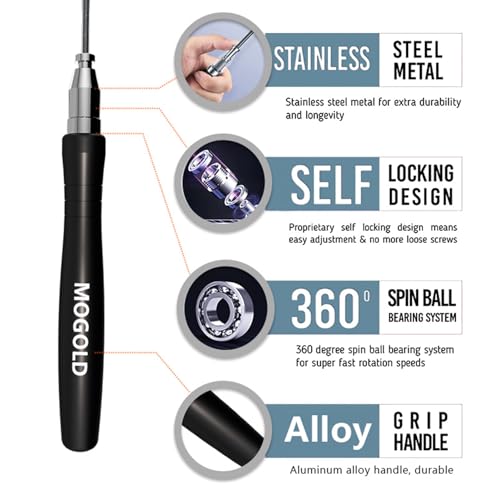 Speed Ropes Jump Rope For Men/Women-Tangle-Free-Self-Locking Screw-Free Design - color: Black