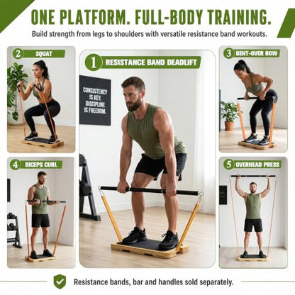 MUCITAGF Bamboo Resistance Band Foot Plate, Non-Slip Workout Platform