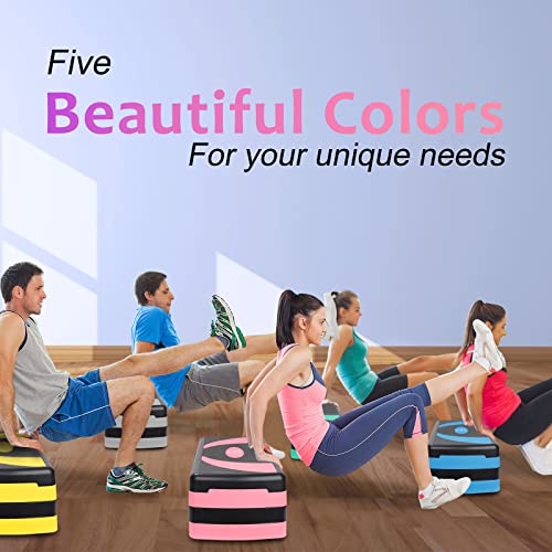 Adjustable Exercise Workout Aerobic Stepper Step Platform Trainer - color: Black