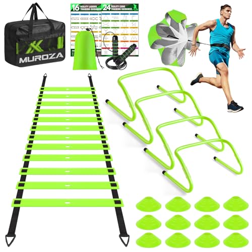 Agility Ladder, Agility Speed Training Equipment Set, 20ft Speed Ladder - color: Green