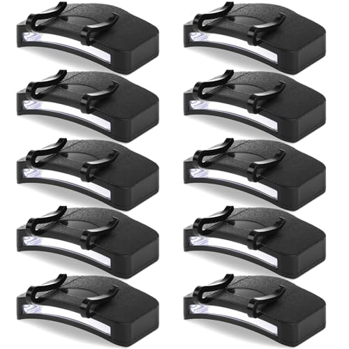 Hortsun 10 Pcs Hat Light Clip COB Cap Lights Clip on Hat Headlamp Battery Powered Cap Brim Lamp Black Waterproof Ultra Bright Headgear Flashlight for Hunting Camping Fishing Hiking - style: COB