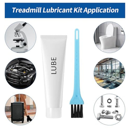 Fitness Treadmill Lubricant for Sole Spirit Treadmill Lube, Silicone Oil Fit Most Brands Treadmill with Cleaning Cloth and Brush (White) ﻿ - color: white