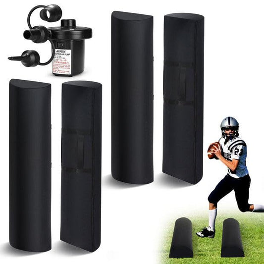 Football Step Over Dummy Inflatable PU Football Tackling Dummy with Heavy Duty Handles and Pump Athletic Agility Tackling Dummies Waterproof Training Equipment for Footwork Drills Sports Practice - color: Black
